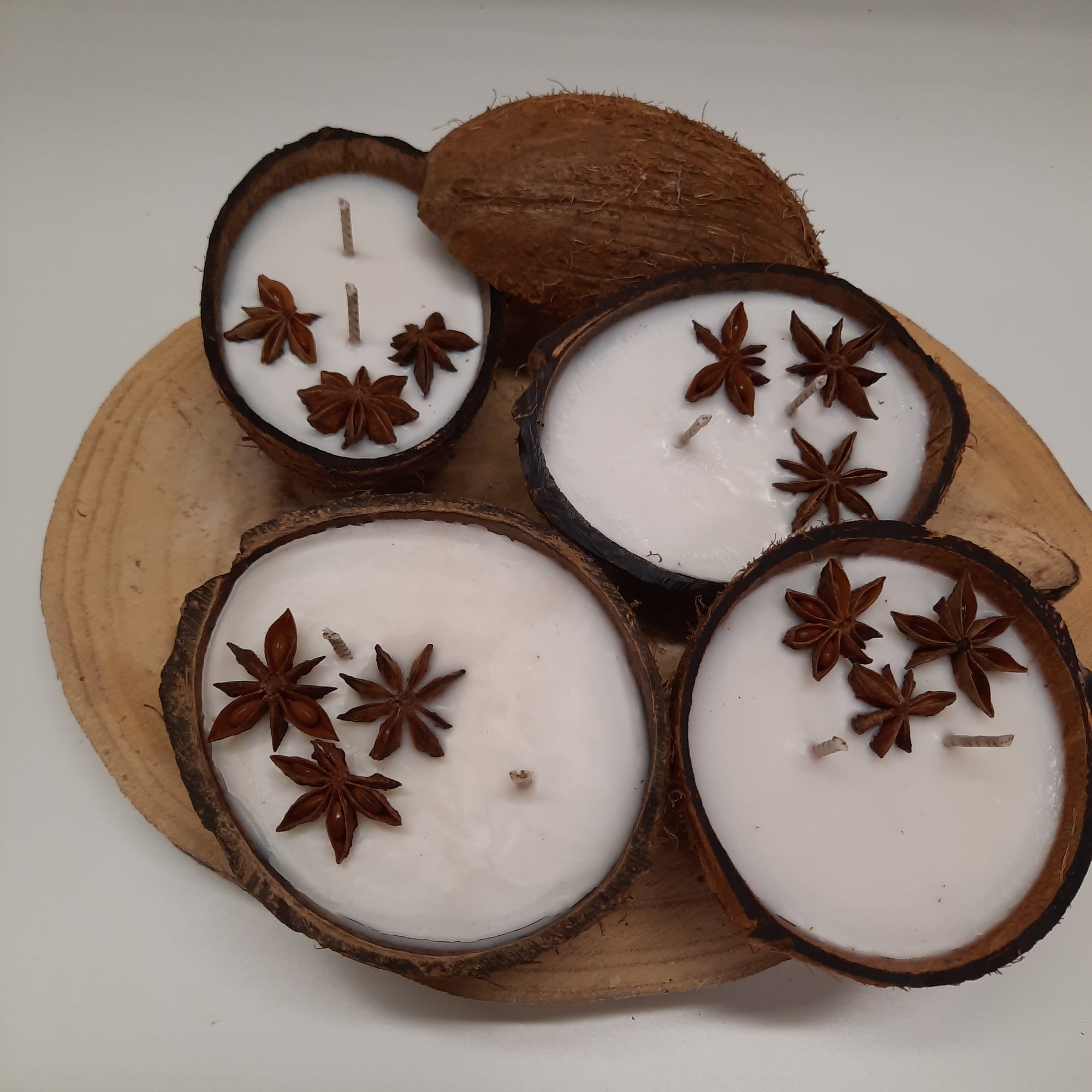 coconut candle in the coconut shell